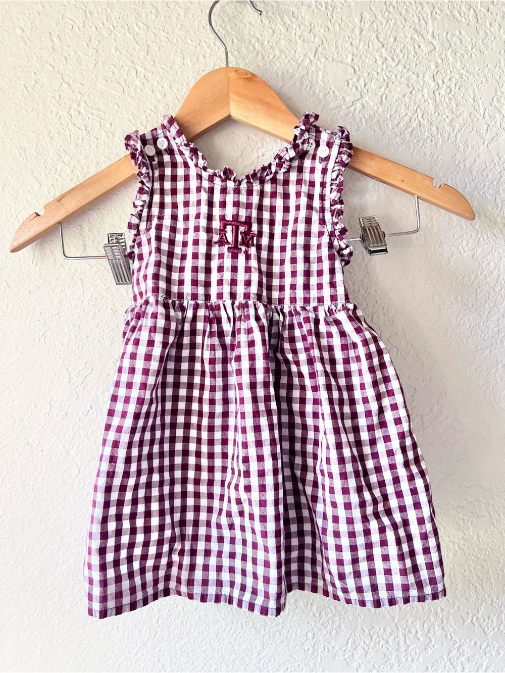 Garb Team Texas A&M Gingham Embroidered Cross Back Dress Sz 6M